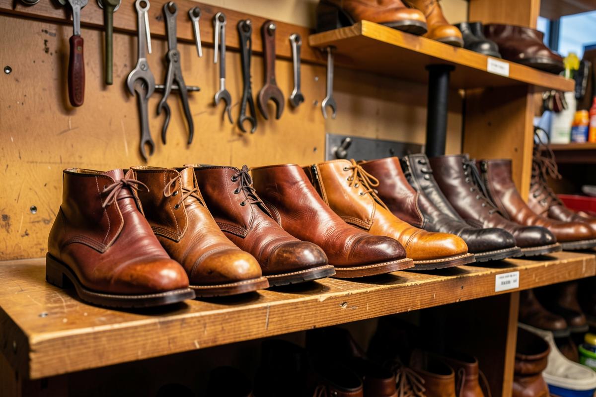 Sole Replacement & Resoling being carried out on leather footwear at Joannavero Co. in McKinney, Texas